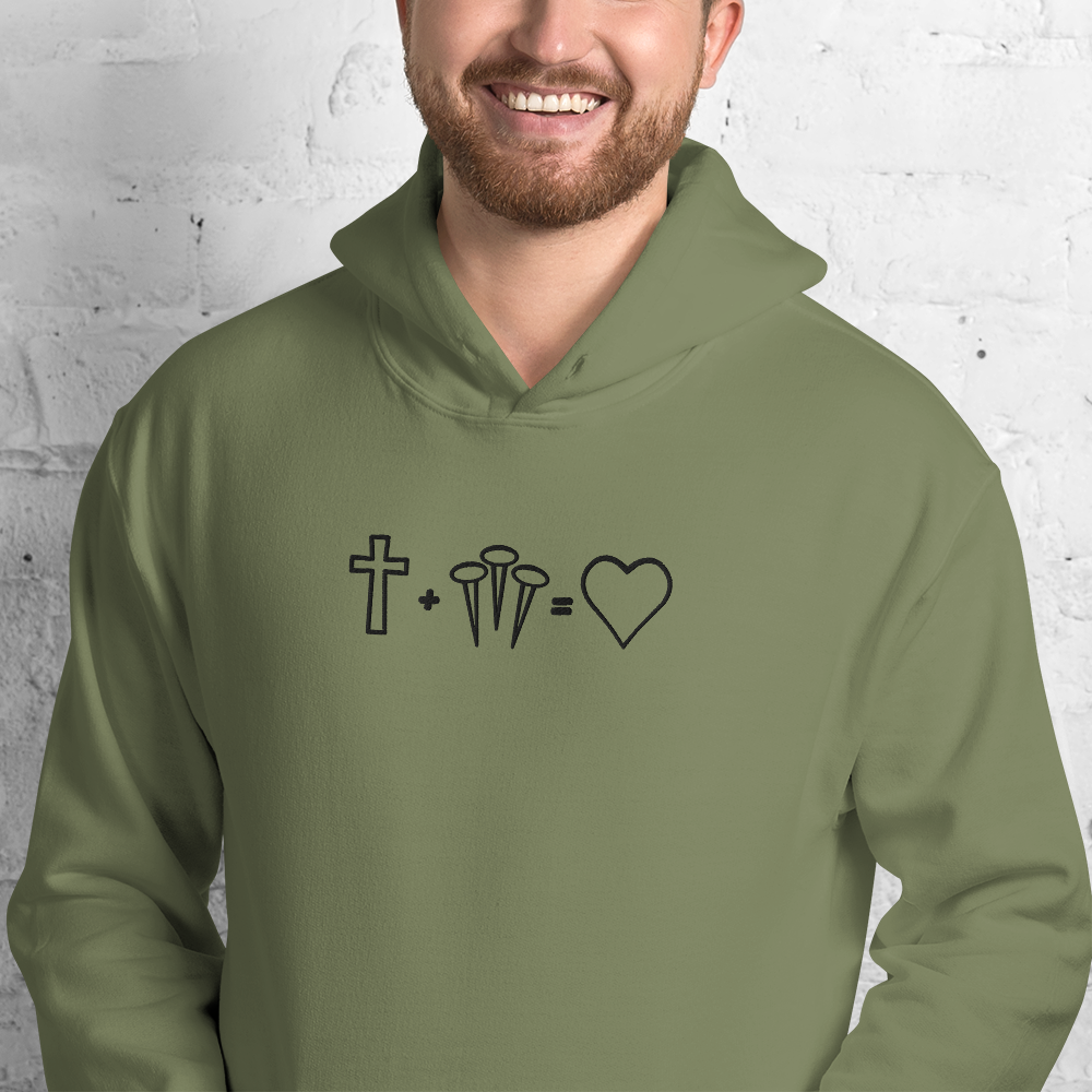 1 Cross 3 Nails 4Given Embroidered Hoodie