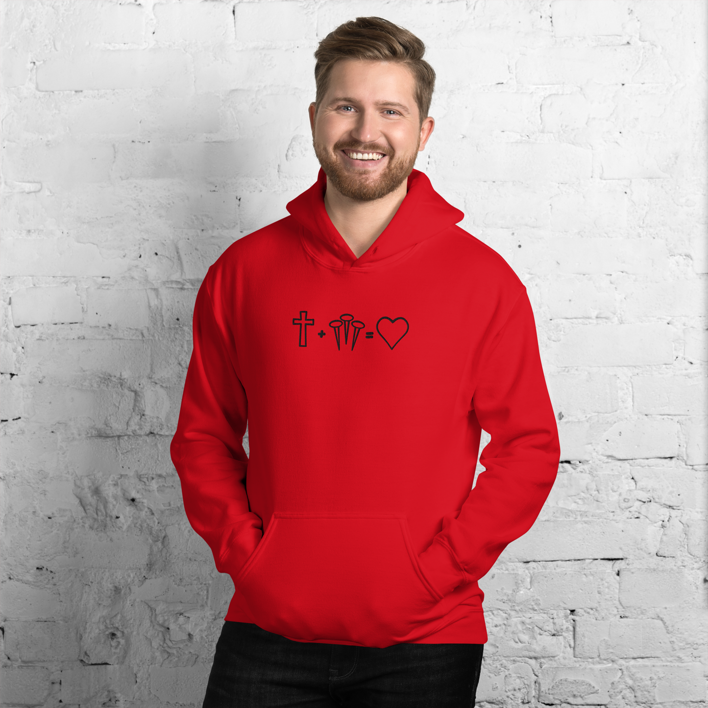 1 Cross 3 Nails 4Given Embroidered Hoodie