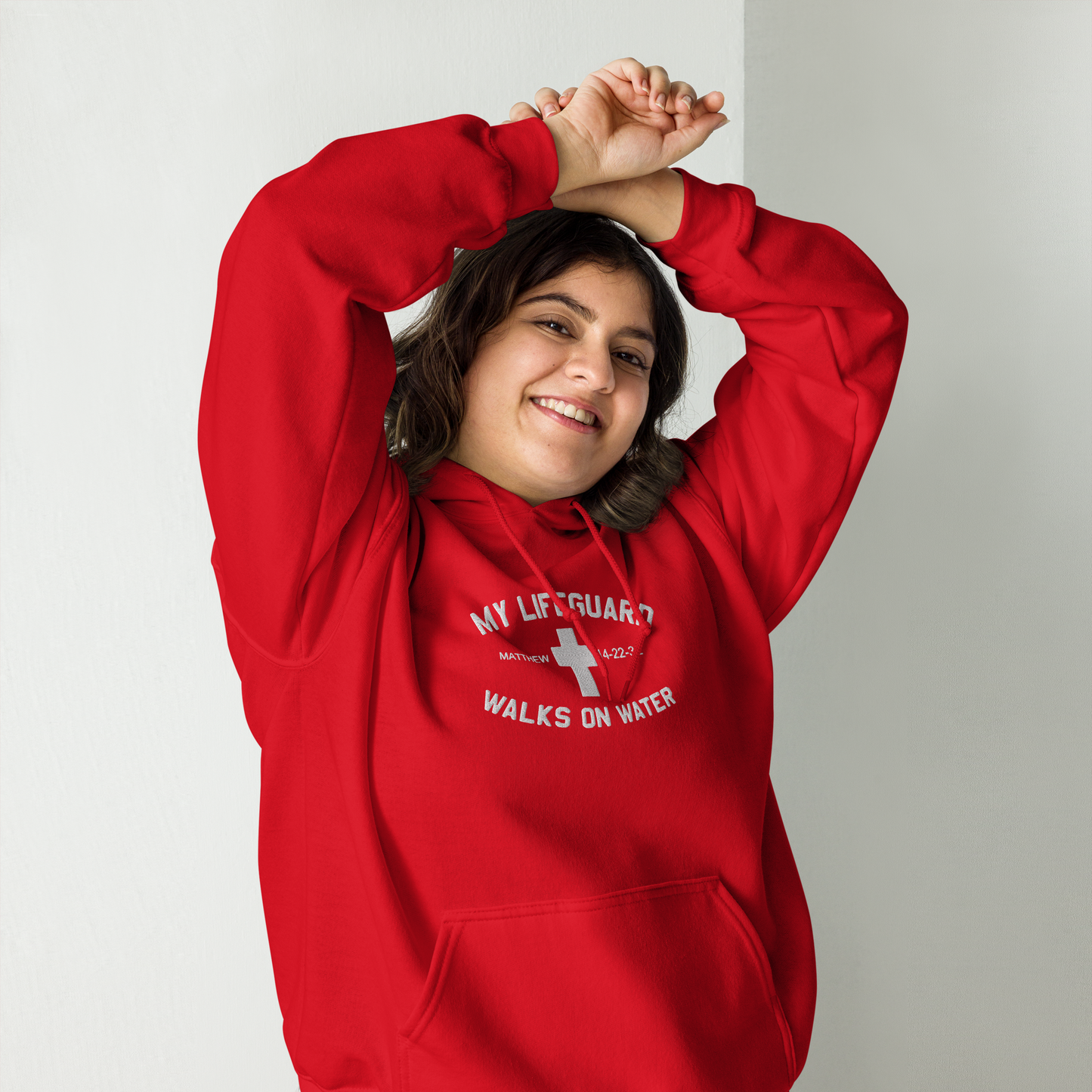 My Lifeguard Walks on Water Embroidered Hoodie