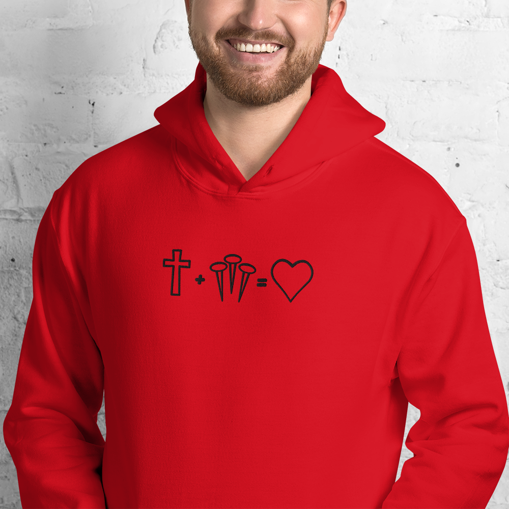 1 Cross 3 Nails 4Given Embroidered Hoodie