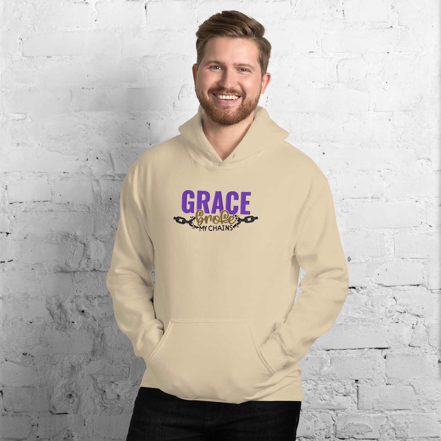 Grace Broke My Chains Embroidered Hoodie