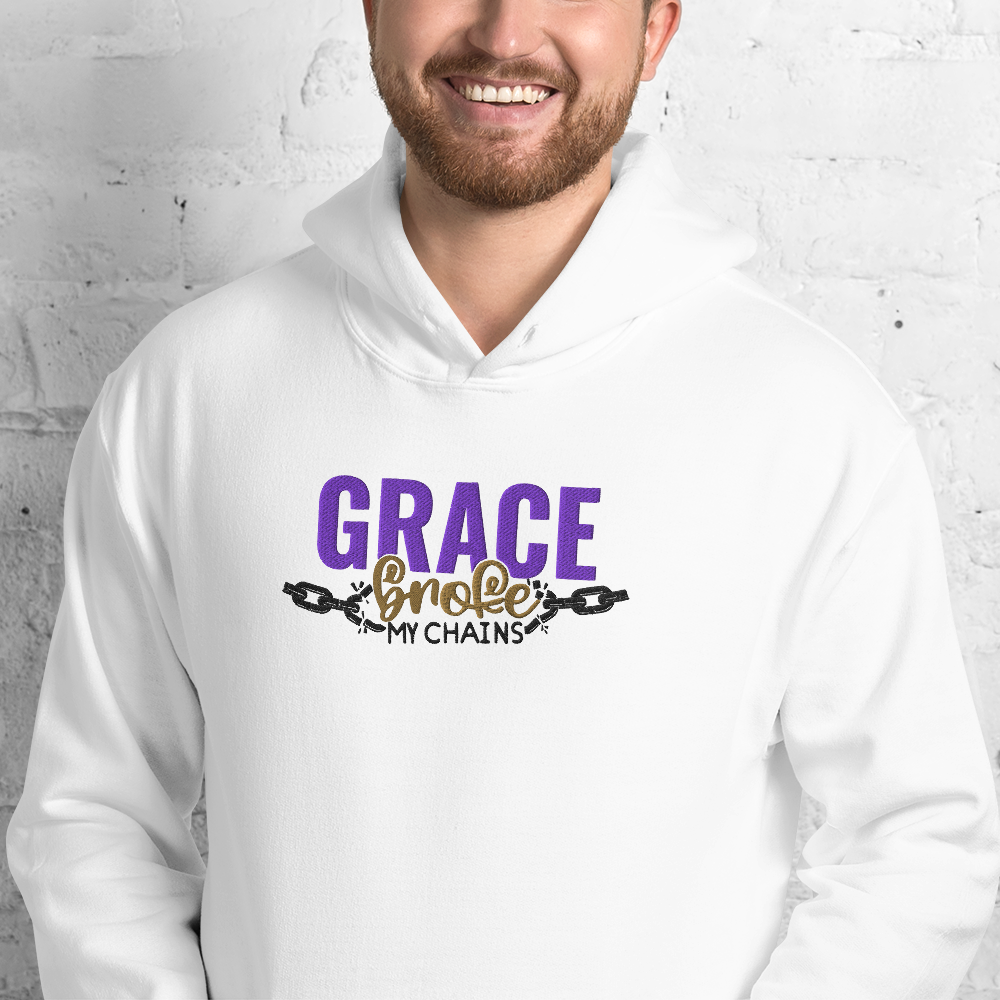 Grace Broke My Chains Embroidered Hoodie