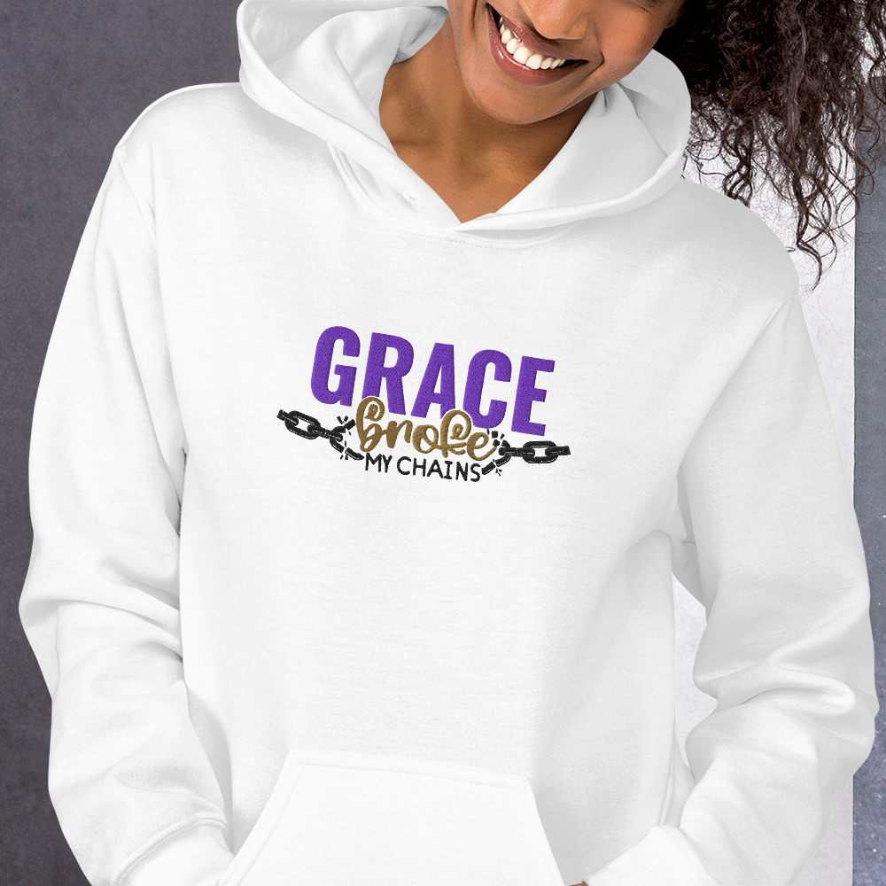Grace Broke My Chains Embroidered Hoodie